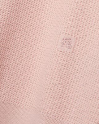 Pull col polo &agrave; zip rose