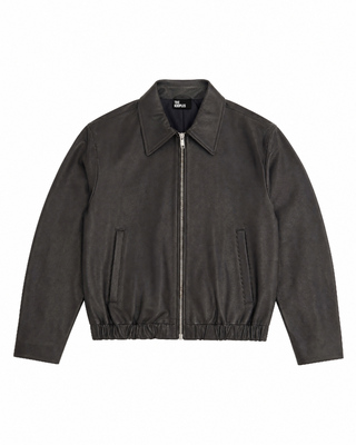 Schwarze Lederjacke mit Rei&szlig;verschluss