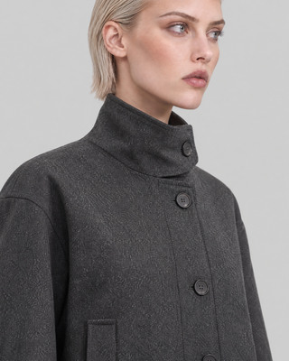 Jacke mit Stehkragen aus anthrazitgrauer Wolle