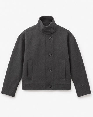 Jacke mit Stehkragen aus anthrazitgrauer Wolle