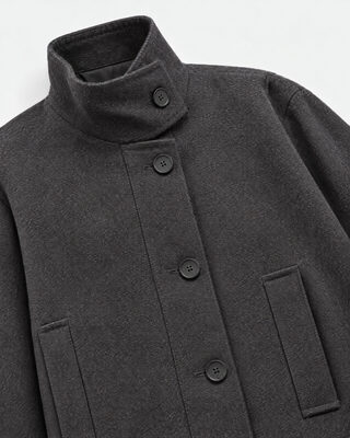 Jacke mit Stehkragen aus anthrazitgrauer Wolle