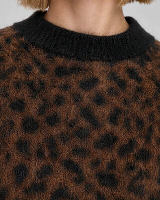 Pullover aus Mohair-Mischgewebe mit Leopardenmuster