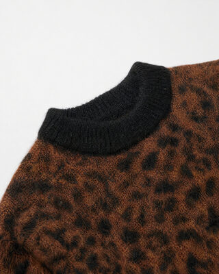 Pullover aus Mohair-Mischgewebe mit Leopardenmuster