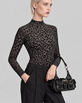 Schwarzer Body mit Leopardenmuster