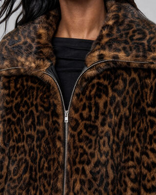 Mantel aus Kunstfell mit Leopardenmuster