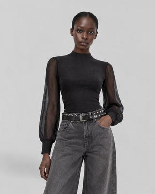 Schwarzes Strick-Top