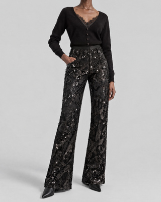 Flare-Hose aus Spitze und Pailletten