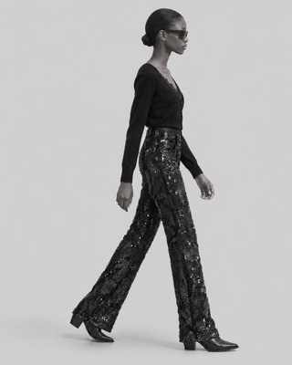 Flare-Hose aus Spitze und Pailletten