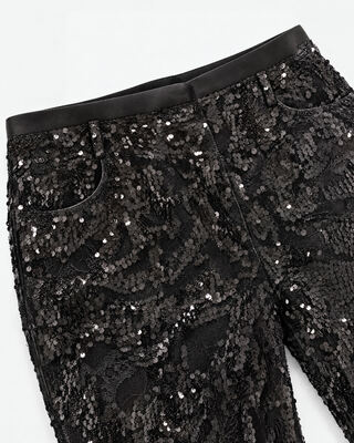 Flare-Hose aus Spitze und Pailletten