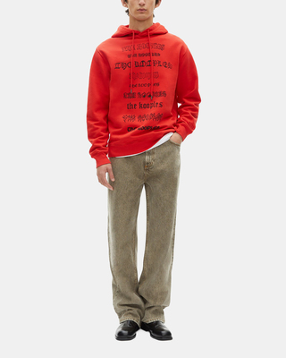 Kapuzen-Sweatshirt mit rotem Siebdruck