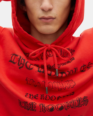 Kapuzen-Sweatshirt mit rotem Siebdruck