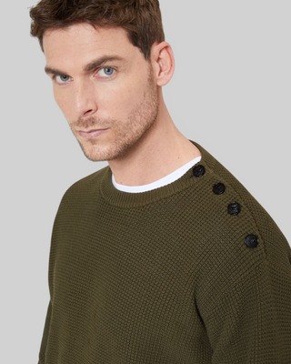 Pullover mit khakifarbener Knopfleiste
