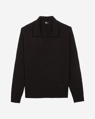 Pullover mit tunesischem Kragen aus Wolle schwarz