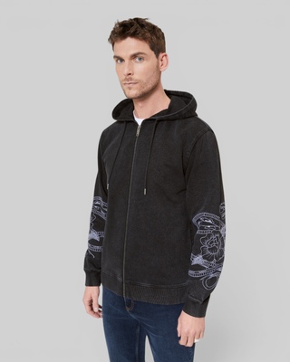 Kapuzen-Sweatshirt mit Stickereien schwarz