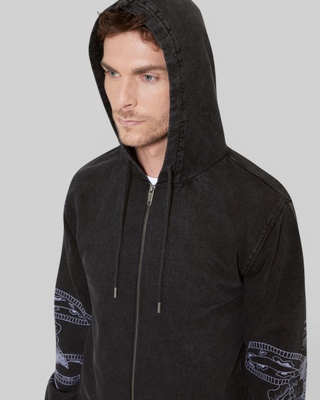 Kapuzen-Sweatshirt mit Stickereien schwarz