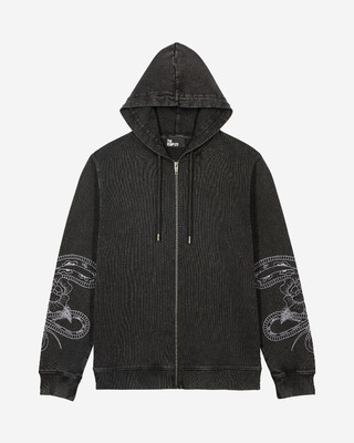 Kapuzen-Sweatshirt mit Stickereien schwarz