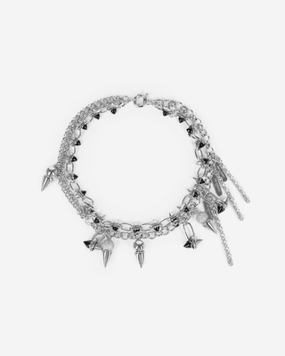 2-reihige silberne Spike-Halskette