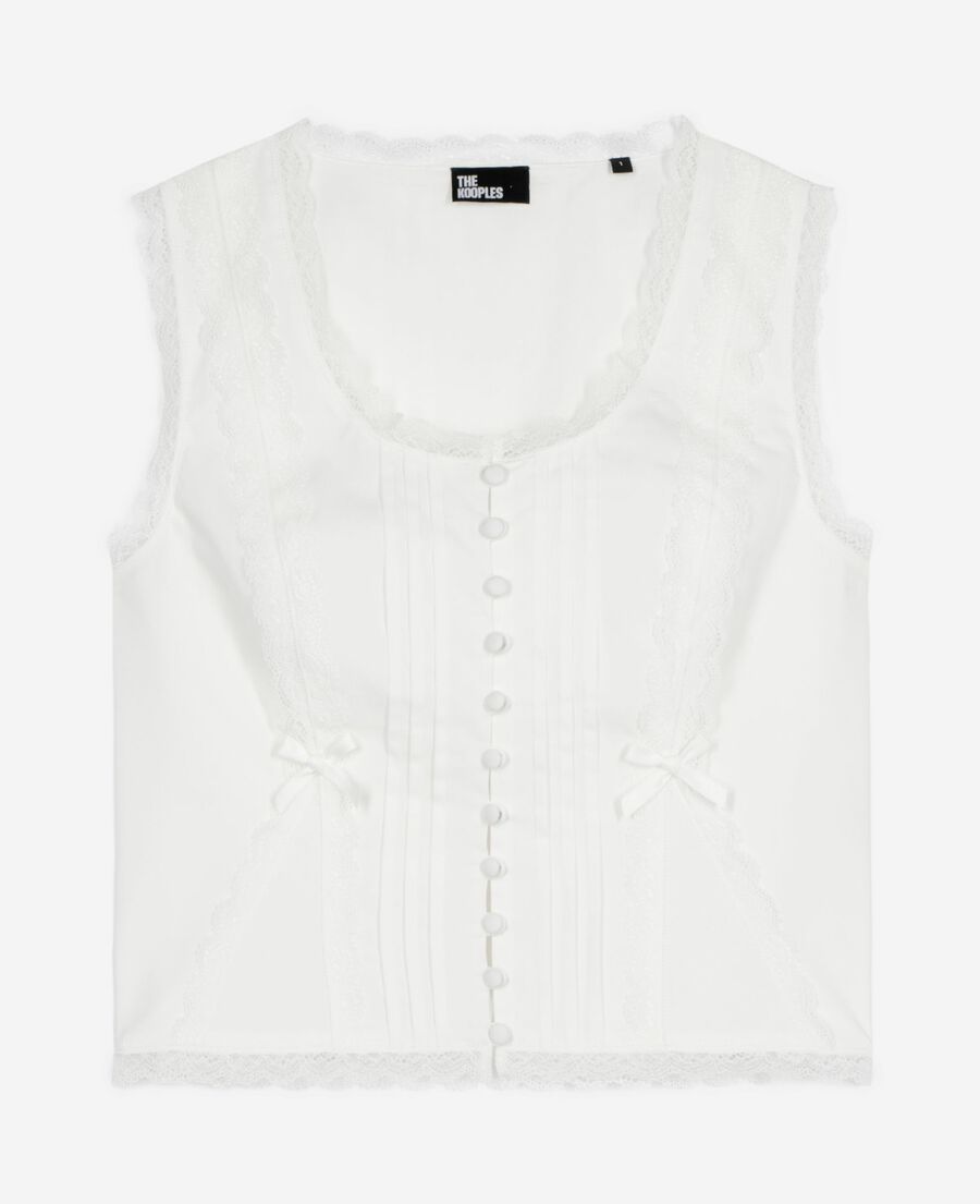 The Kooples FEMME ECRU top avec dentelle écru