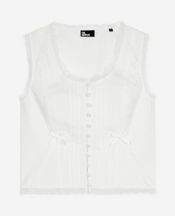 The Kooples FEMME ECRU top avec dentelle écru