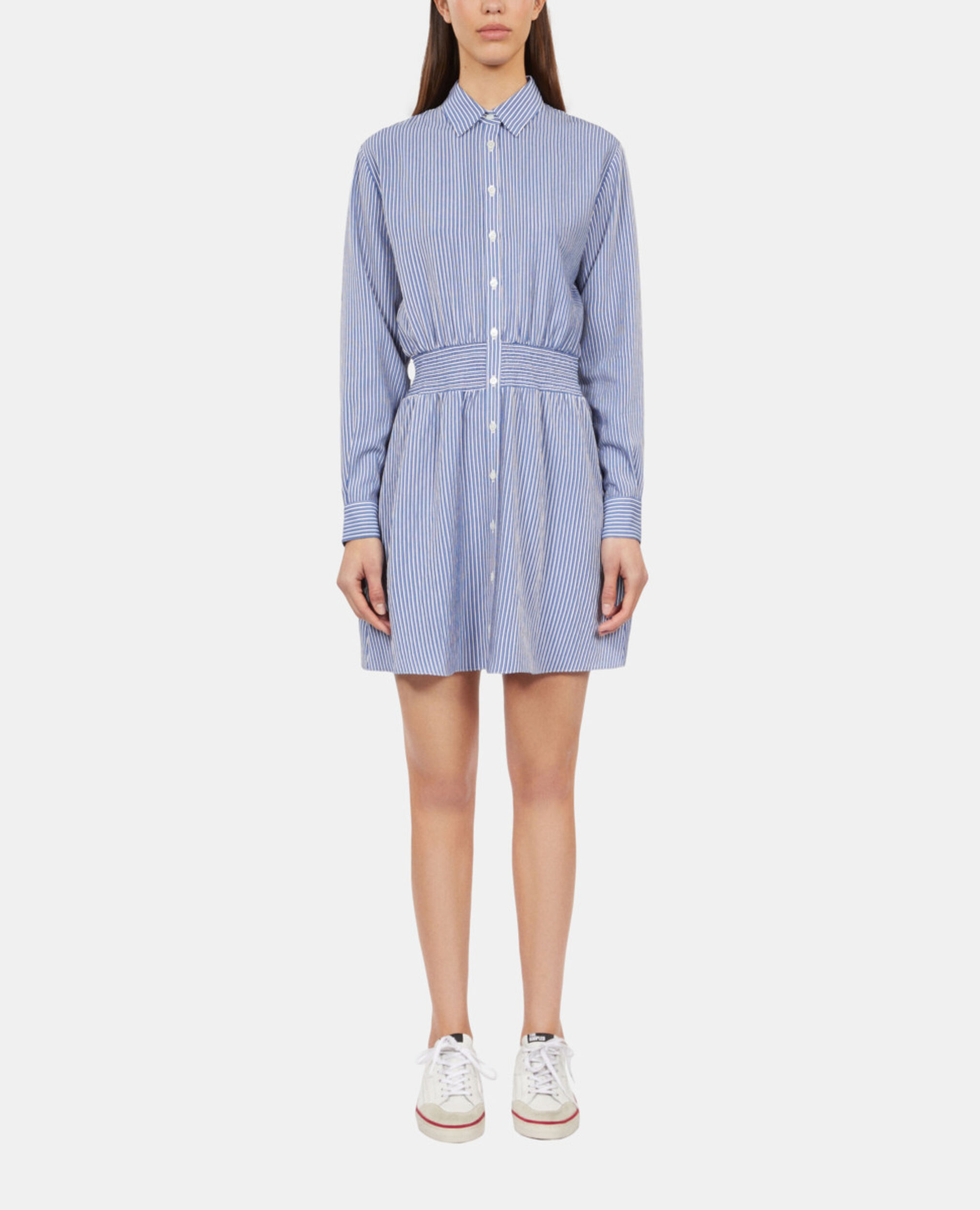 Short striped shirt dress, BLUE WHITE, hi-res image number null