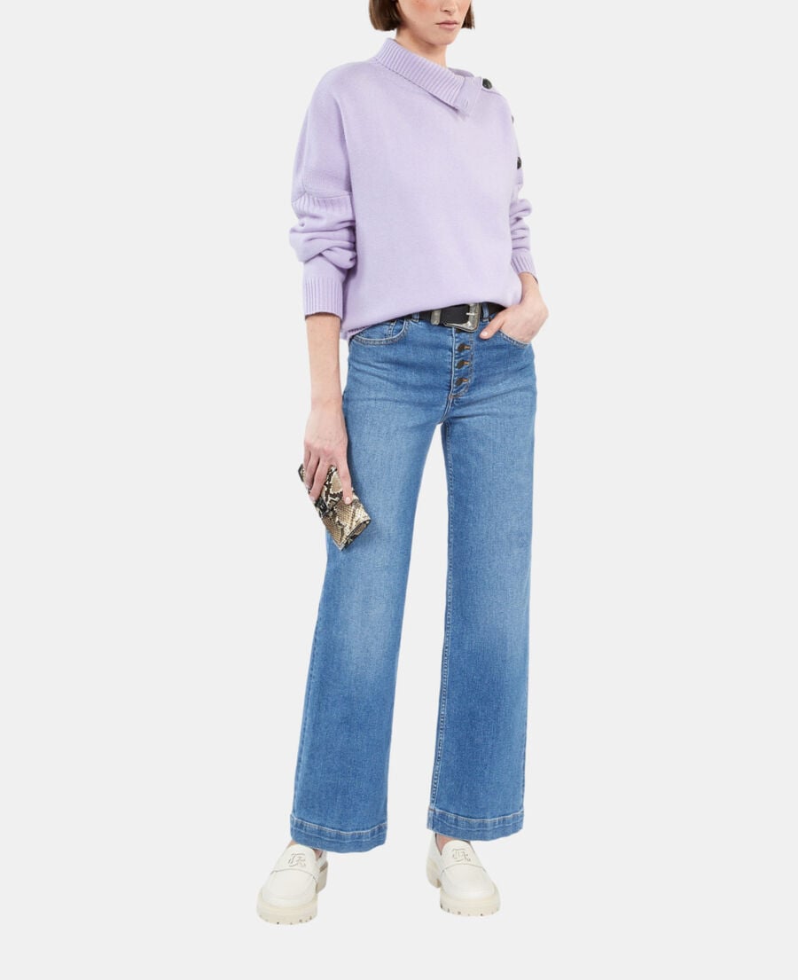 The Kooples FEMME LIGHT PURPLE pull en cachemire avec boutons mauve