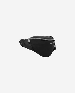The Kooples H BLACK banana in canvas and black grained leather