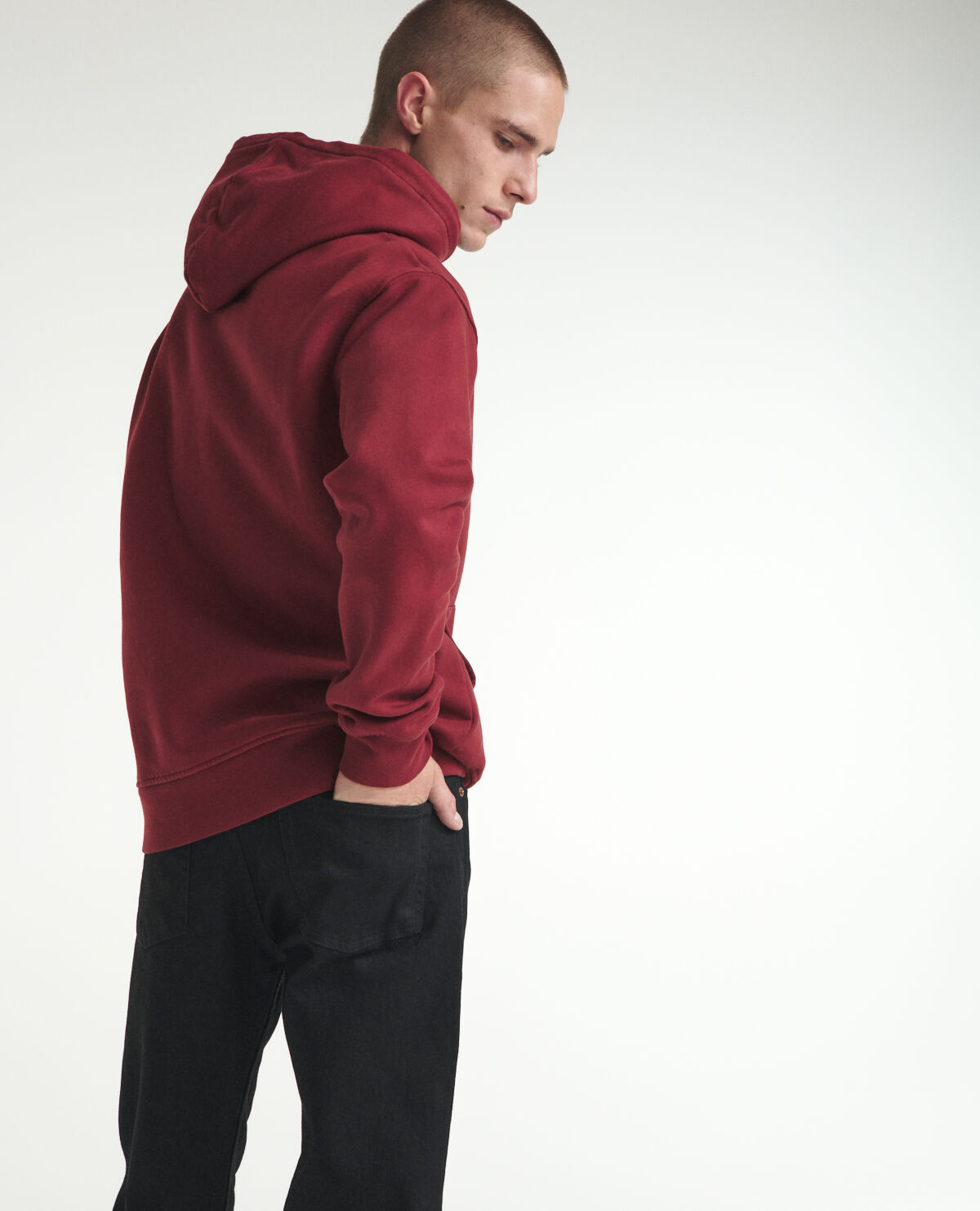 Red hooded sweatshirt embroidered flame logo The Kooples US