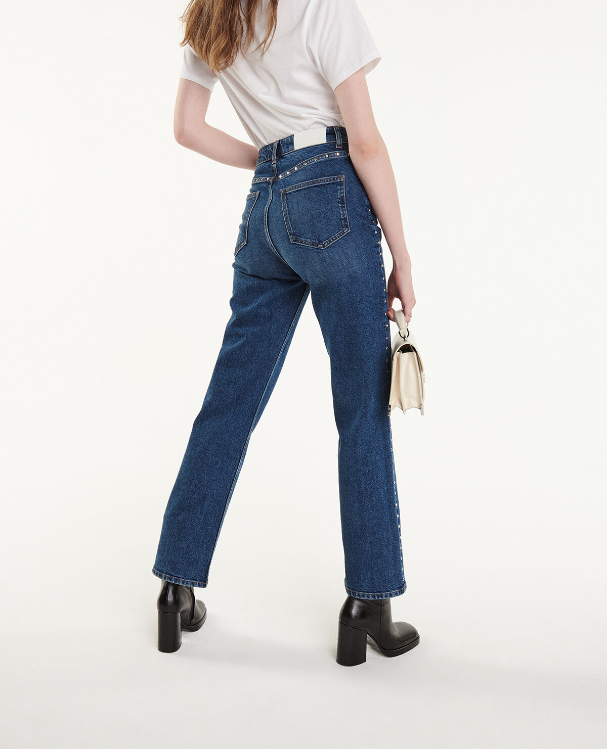 Jeans with studs down the side online