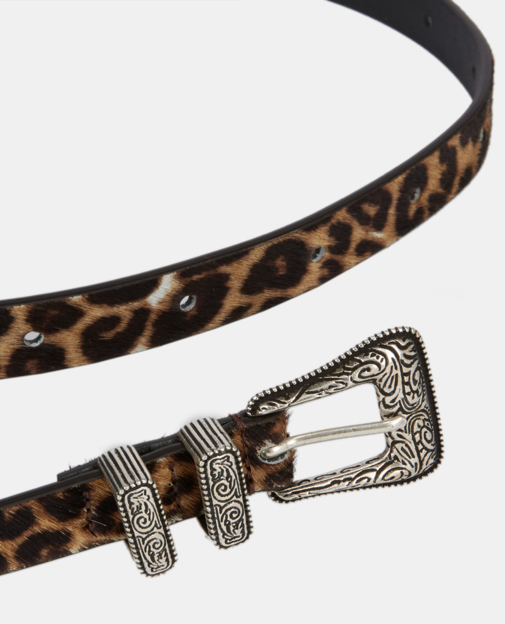 Thin leopard print leather belt, LEOPARD, hi-res image number null