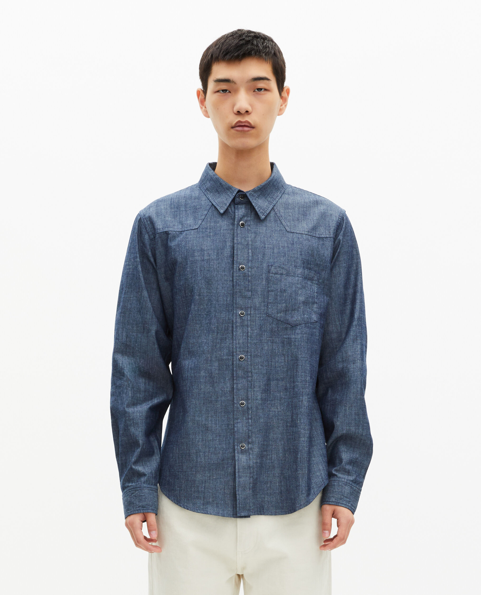 Chemise en denim brut bleue, BLUE ELECTRIC, hi-res image number null