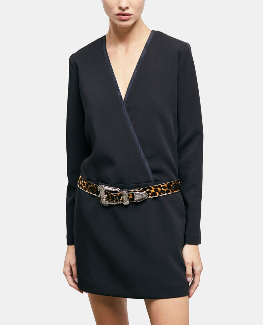 The Kooples FEMME BLACK robe courte croisée noire