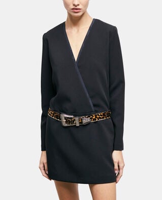 The Kooples FEMME BLACK robe courte croisée noire