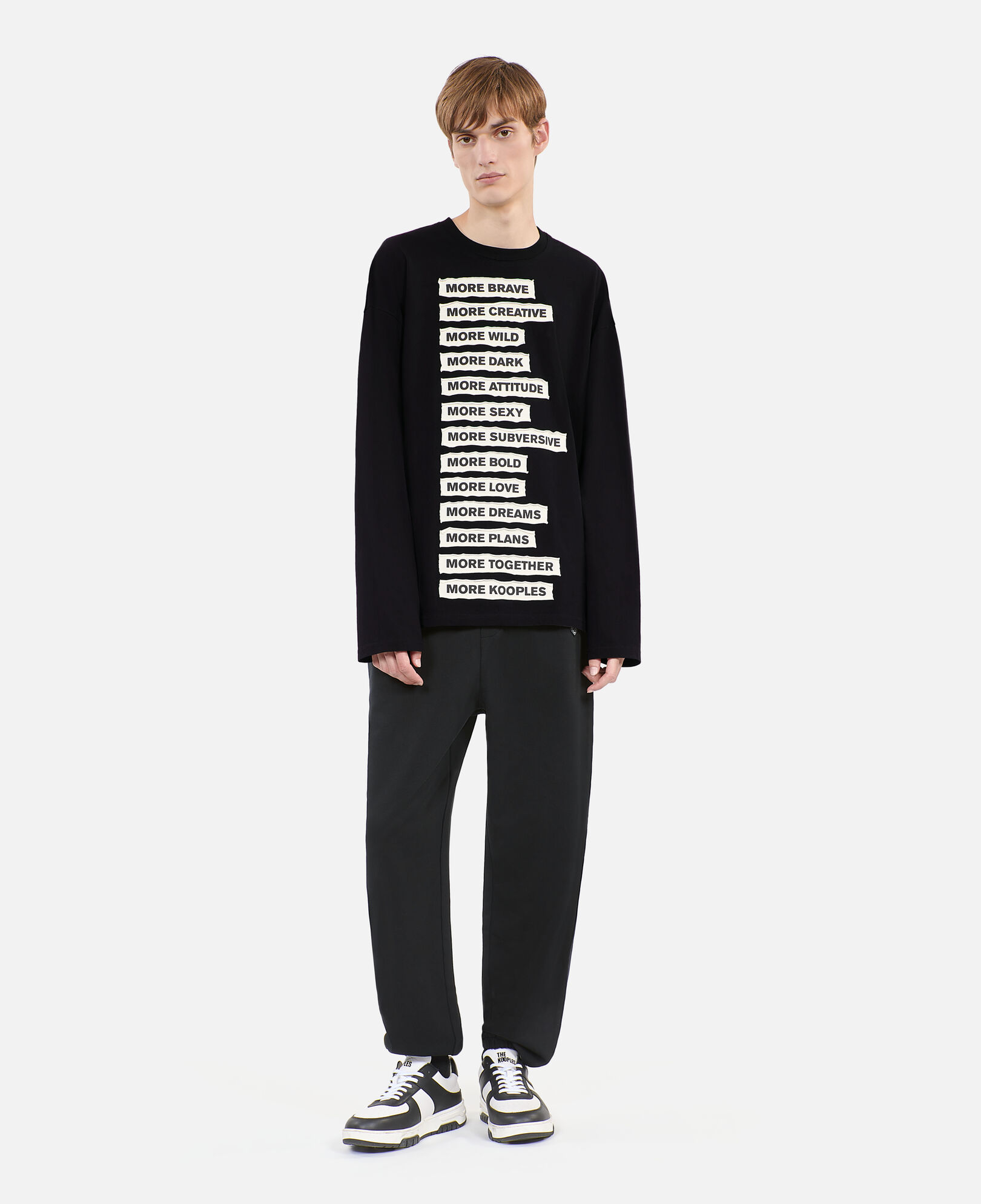 The Kooples MEN BLACK WASHED black long-sleeved t-shirt