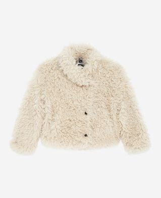The Kooples WOMEN ECRU ecru fur-effect coat