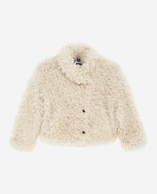 The Kooples FEMME ECRU manteau effet fourrure écru