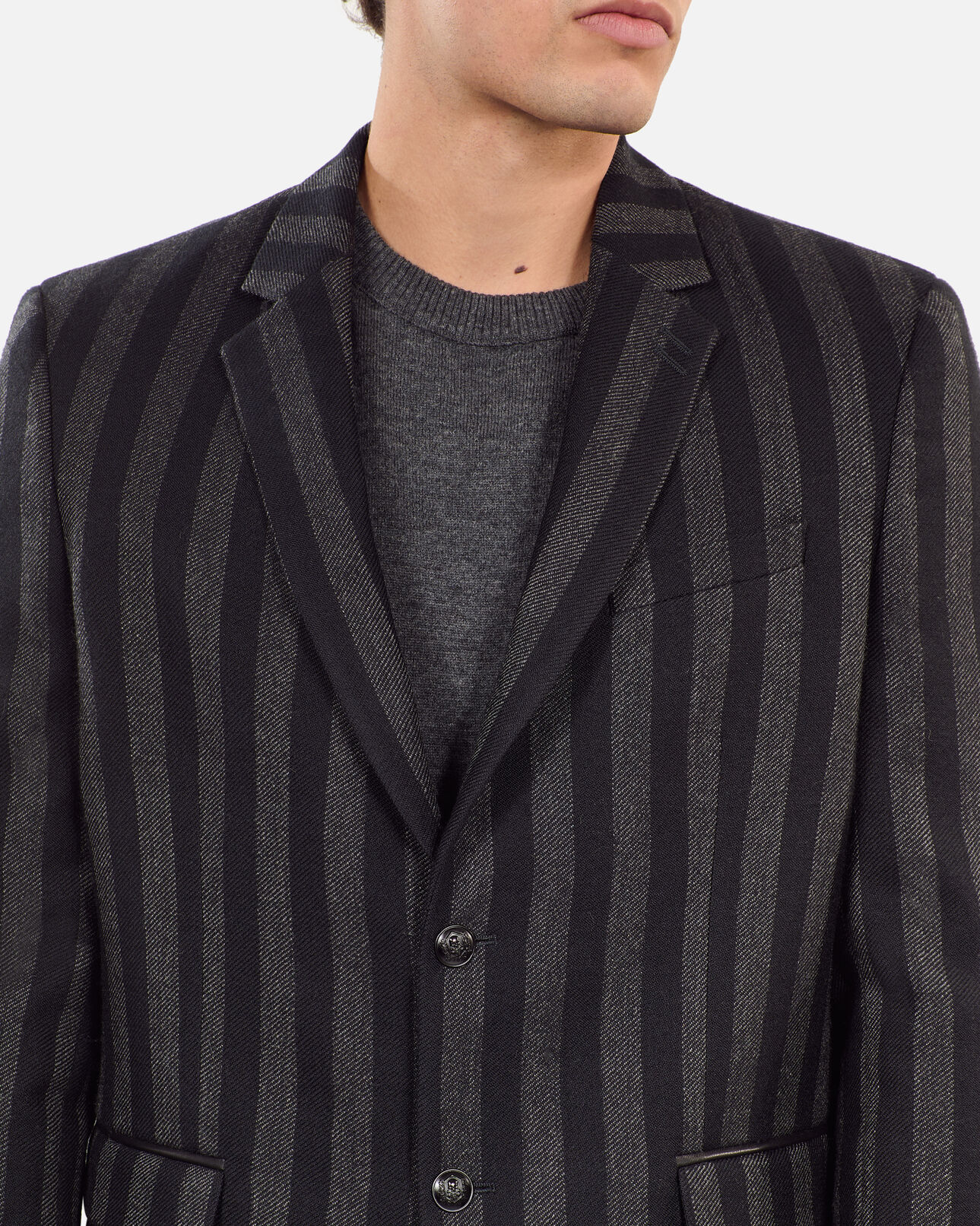 The Kooples H BLACK GREY striped wool blazer