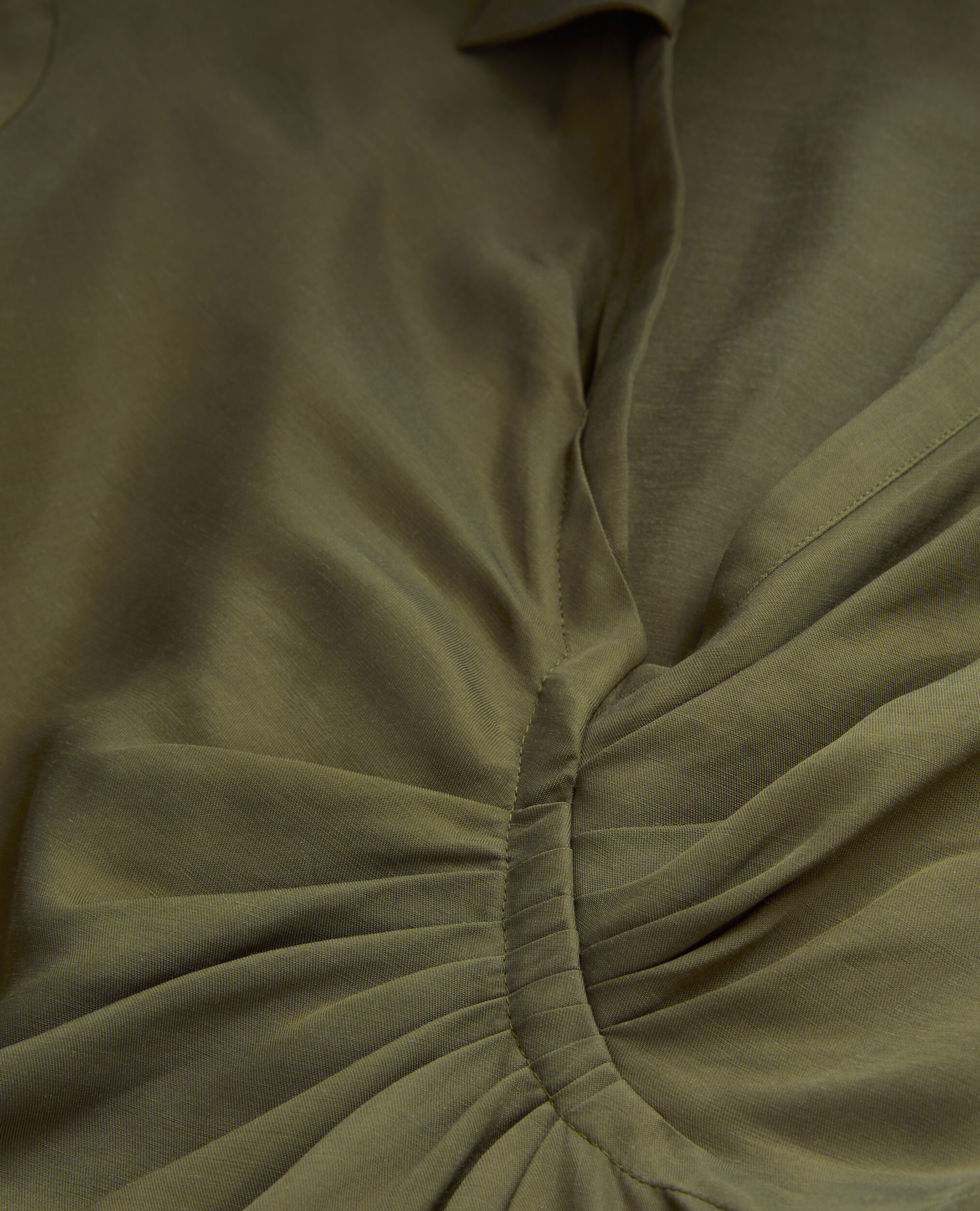 Short khaki dress with draping, KAKI, hi-res image number null
