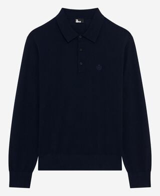 The Kooples HOMME NAVY pull col polo en laine mérinos marine