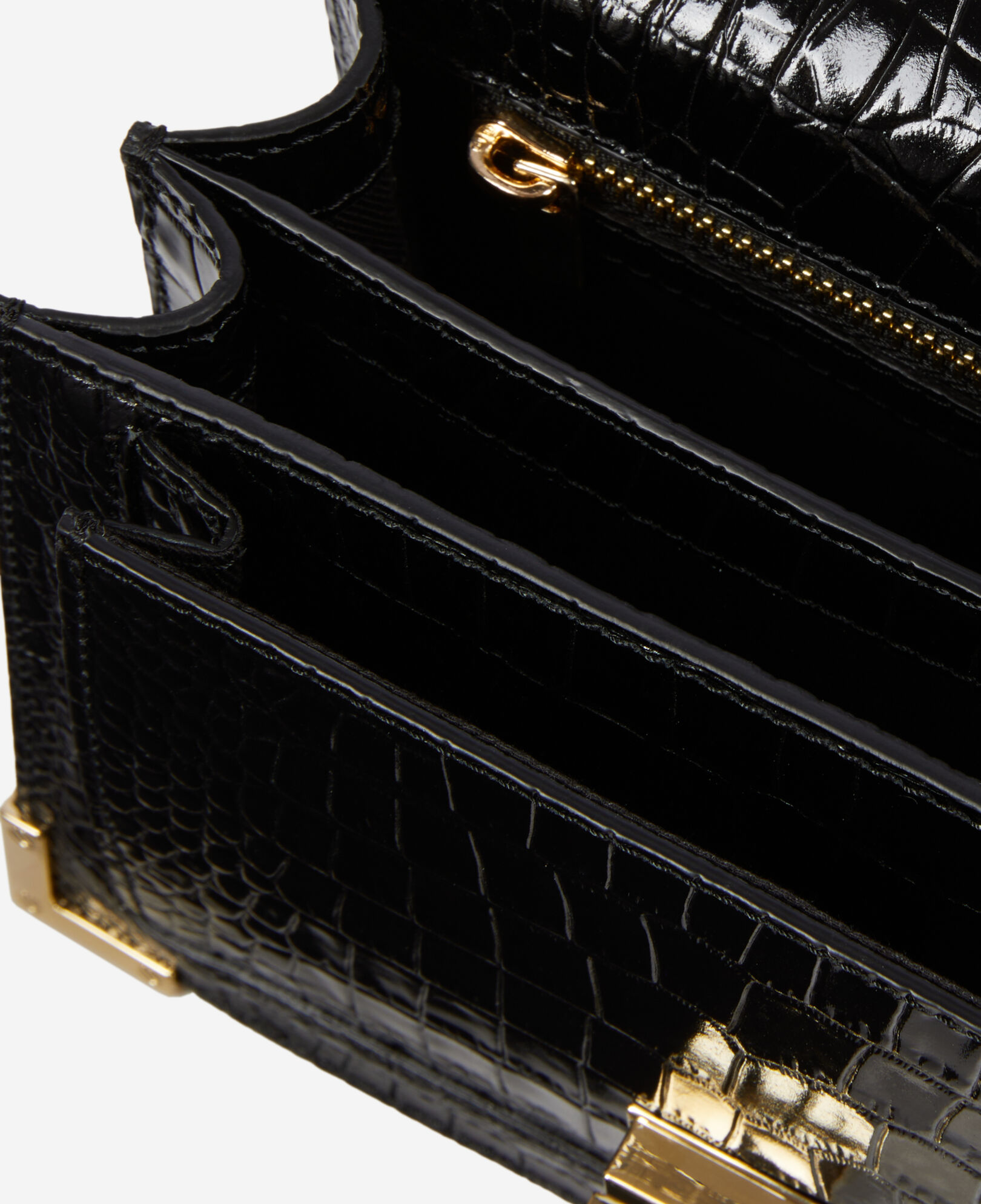 The Kooples DAMEN BLACK kleine emily-tasche aus schwarzem leder mit krokodileffekt