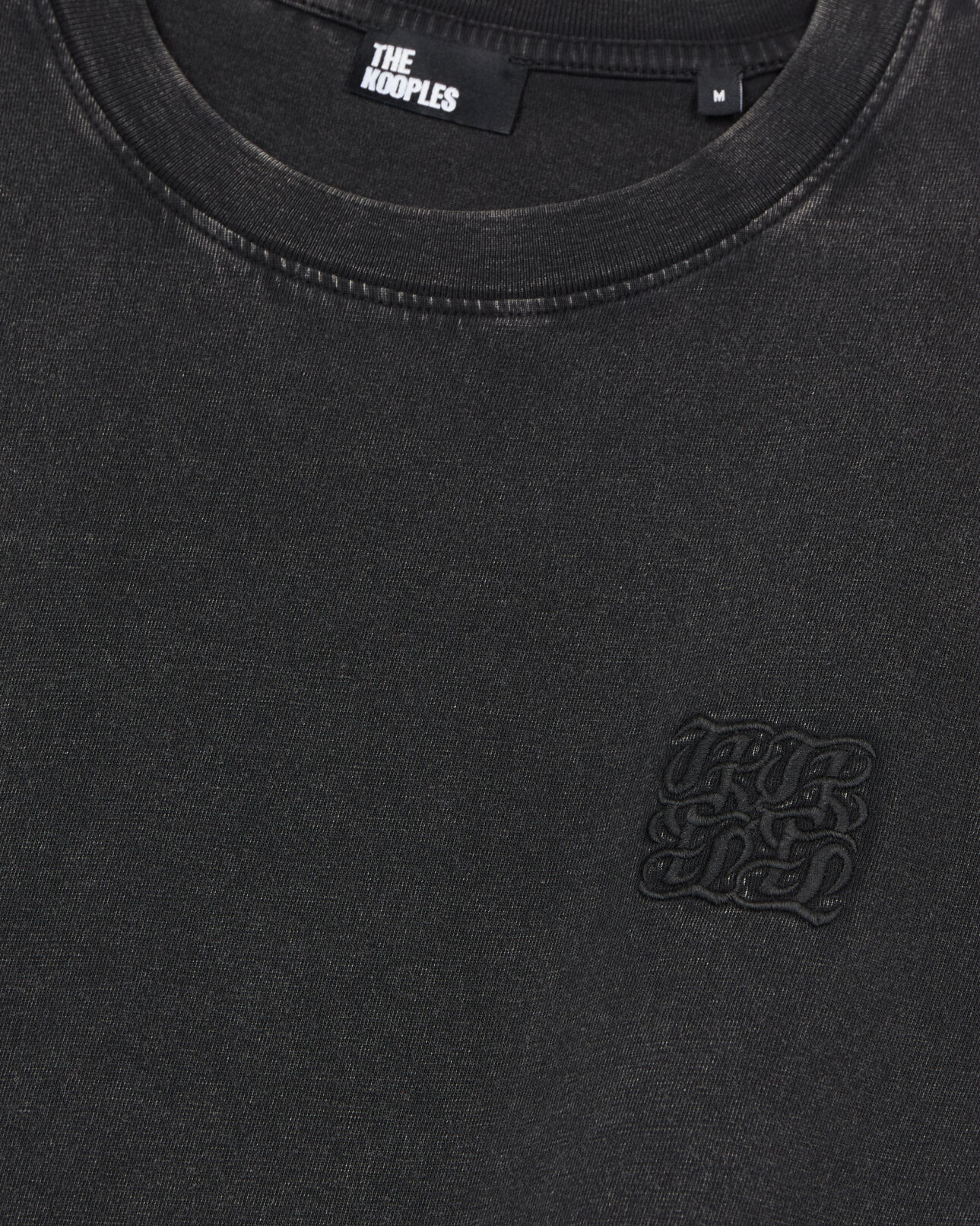 The Kooples MEN BLACK black t-shirt with logo embroidery