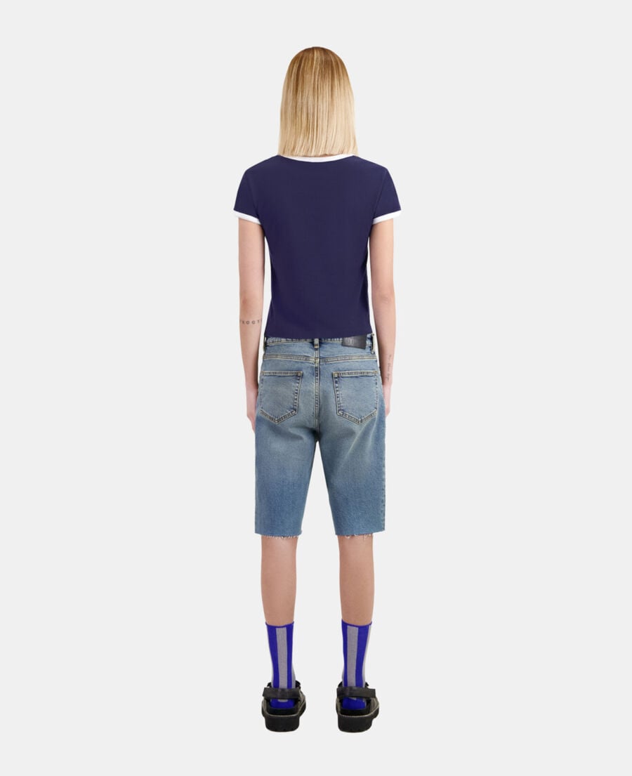The Kooples F WASHED NAVY navy blue t-shirt with glendale serigraphy