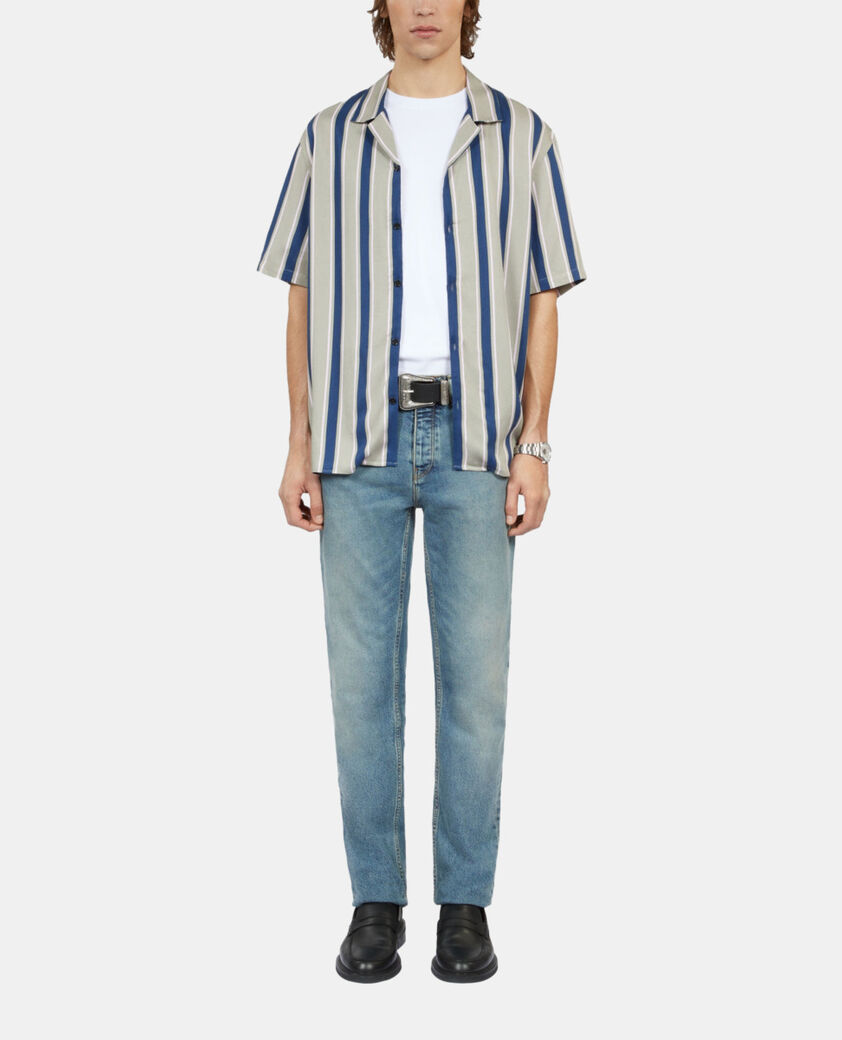 The Kooples HOMME PURPLE / GREEN chemise manches courtes à rayures