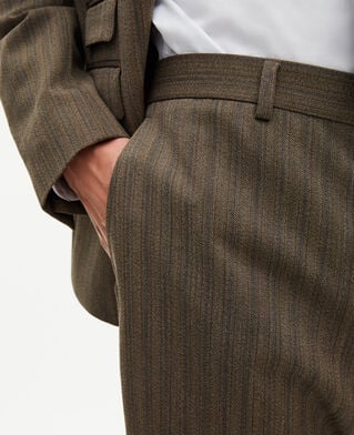 The Kooples HOMME LIGHT BROWN pantalon de costume droit &agrave; rayures marron