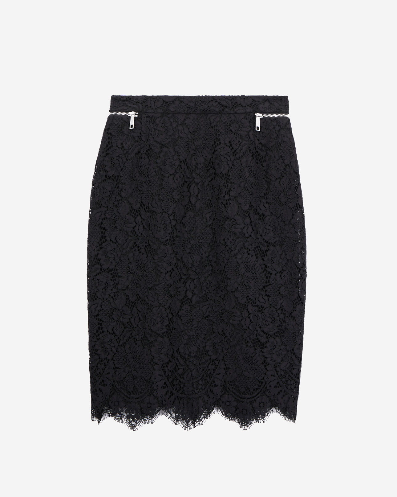The Kooples WOMEN BLACK black lace mid-length pencil skirt