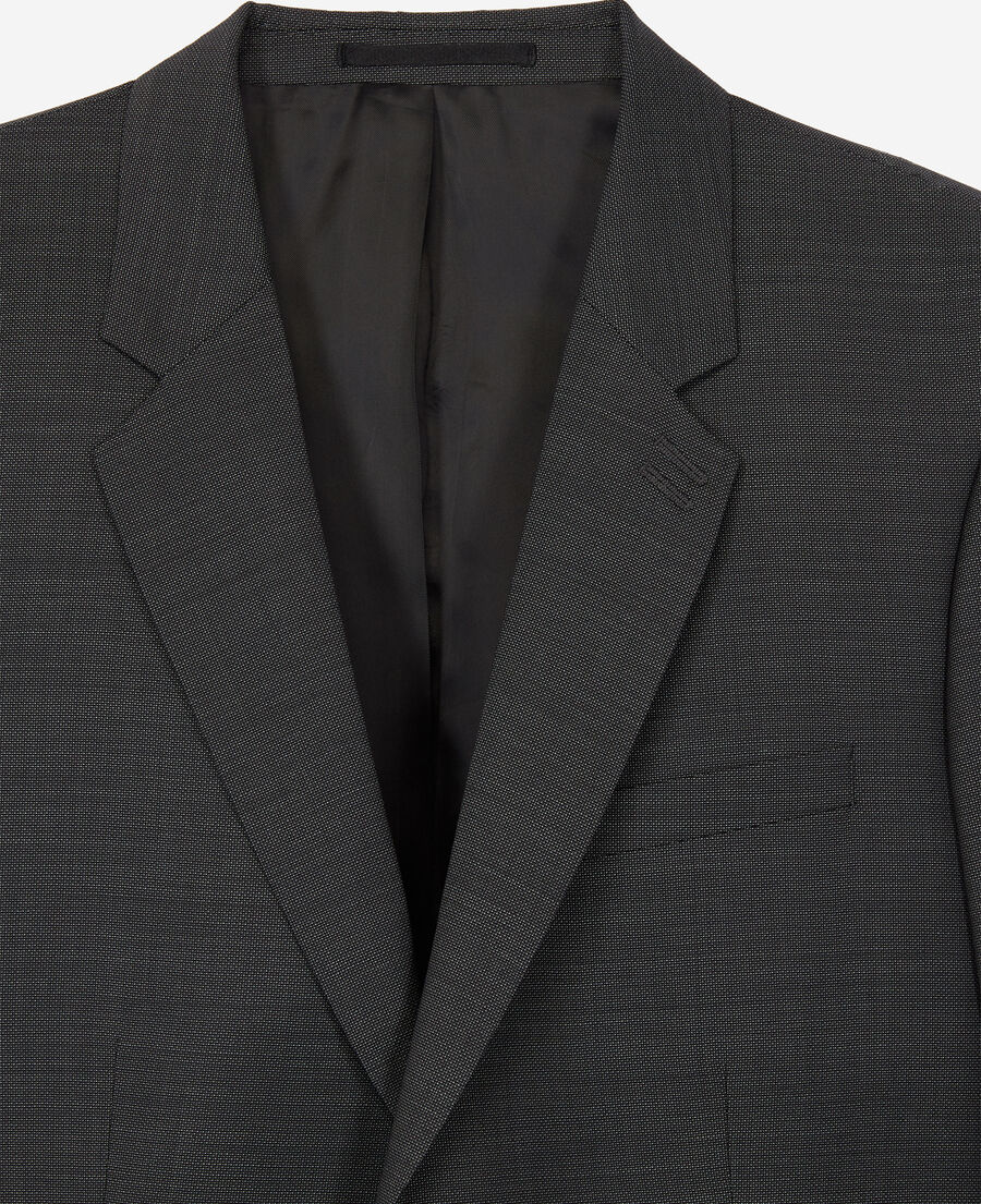 Dark grey wool suit jacket with white micro polka dots The Kooples US