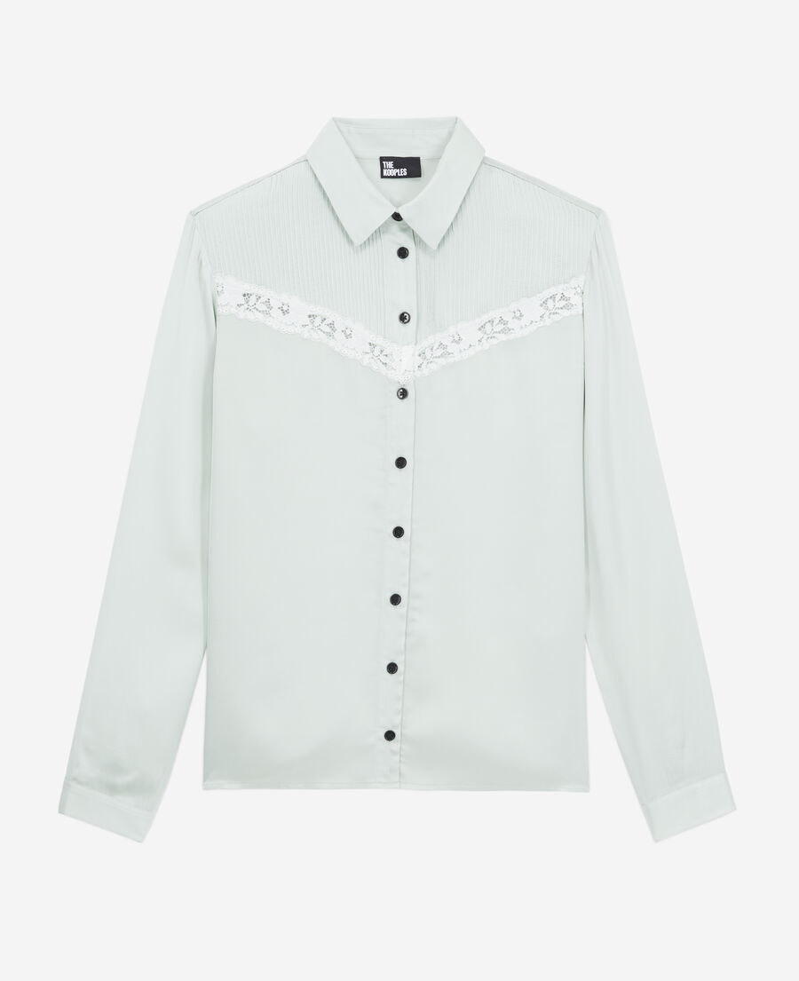The Kooples FEMME OCEAN chemise vert clair avec détail en dentelle