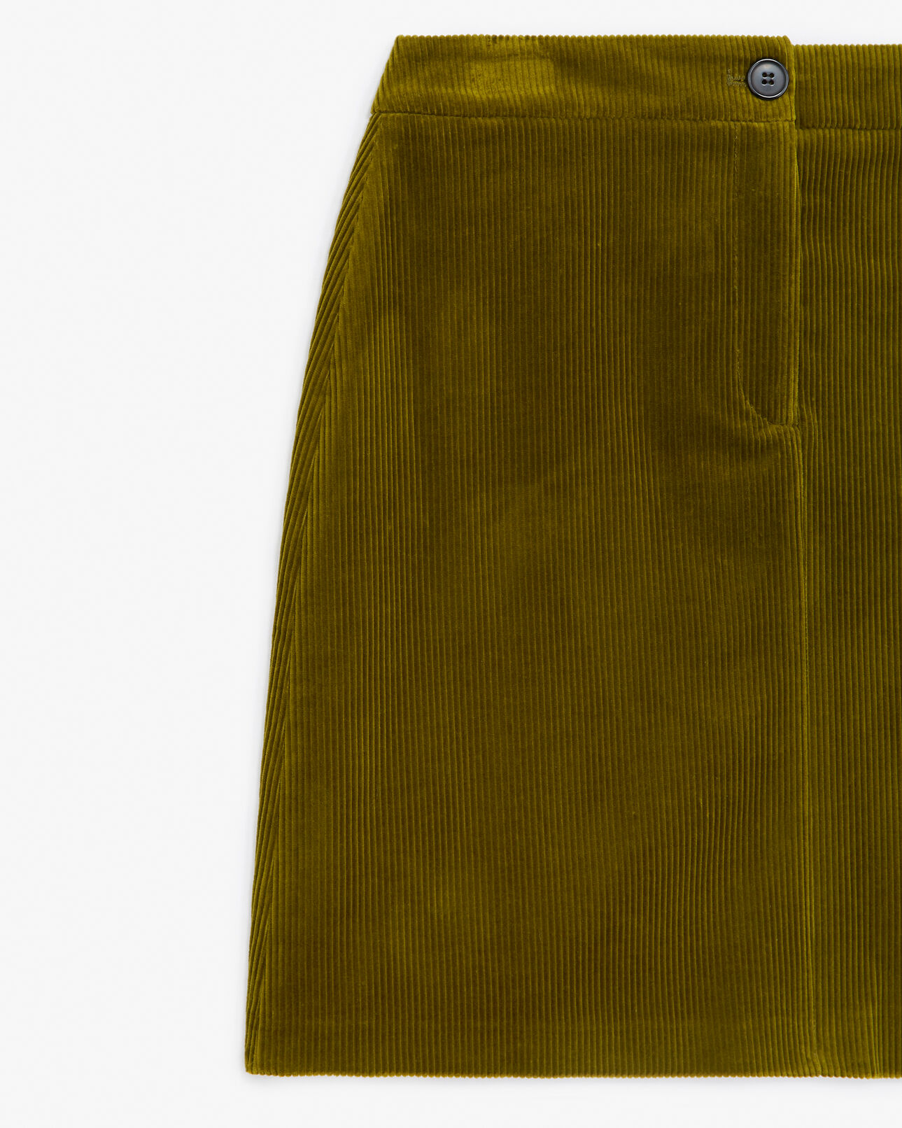 The Kooples DAMEN DARK GREEN kurzer samtrock gerippt geknöpft