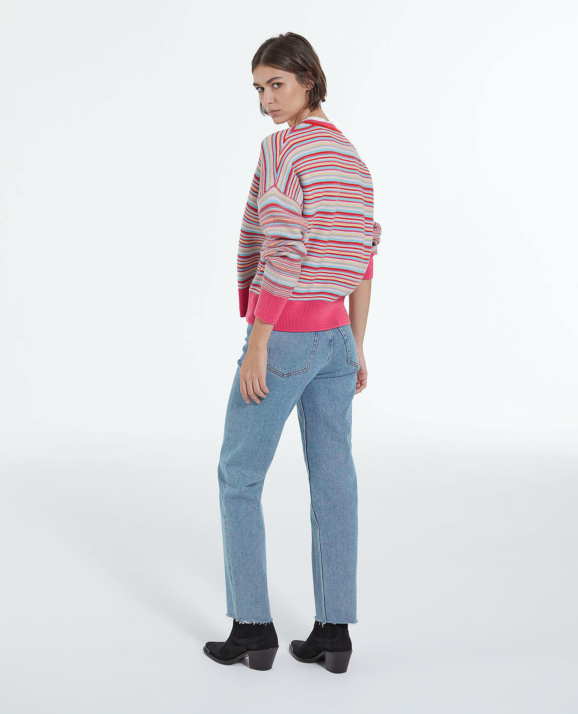Multicolor stripy wool formal sweater, MULTICOLOR, hi-res image number null