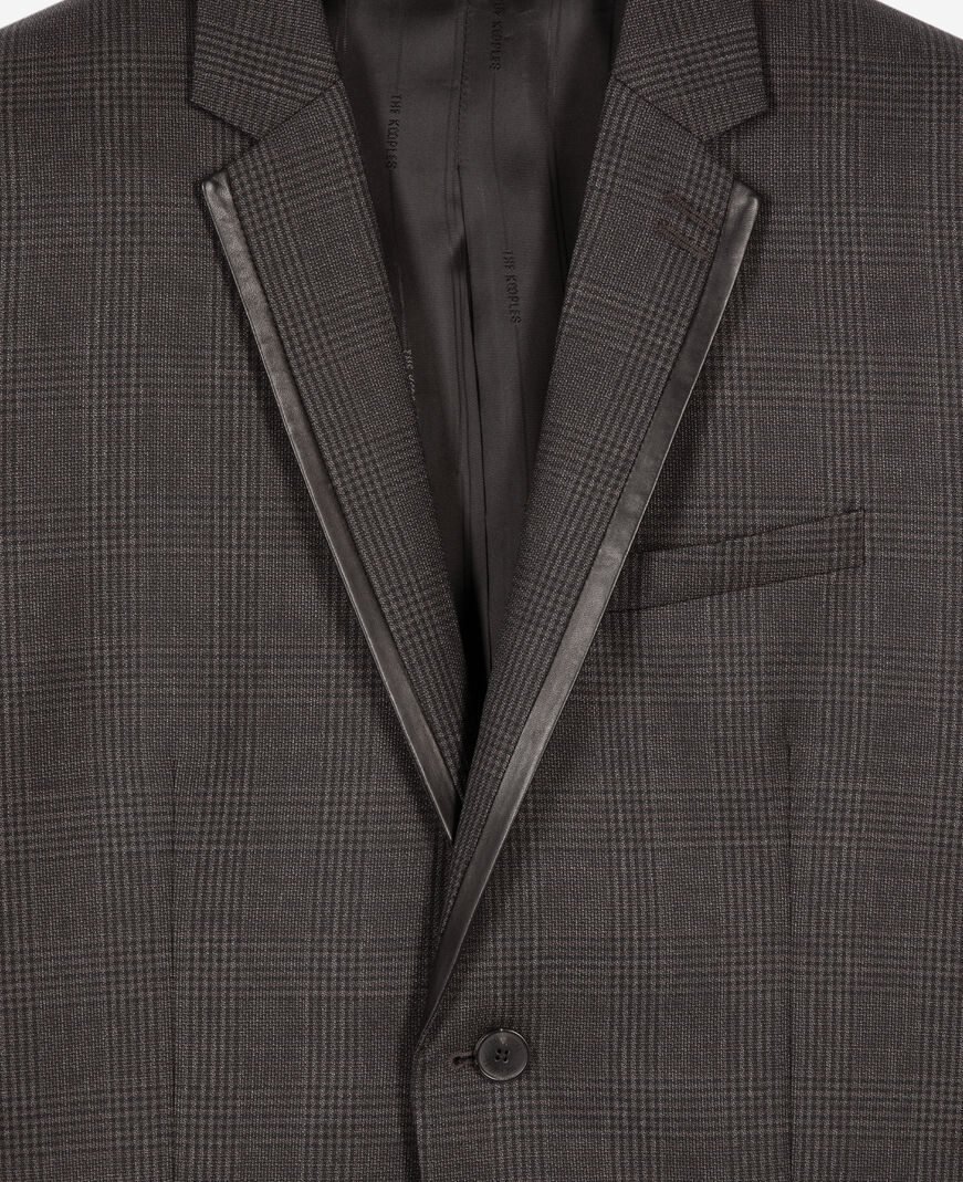 The Kooples MEN DARK GREY prince of wales grey wool suit jacket