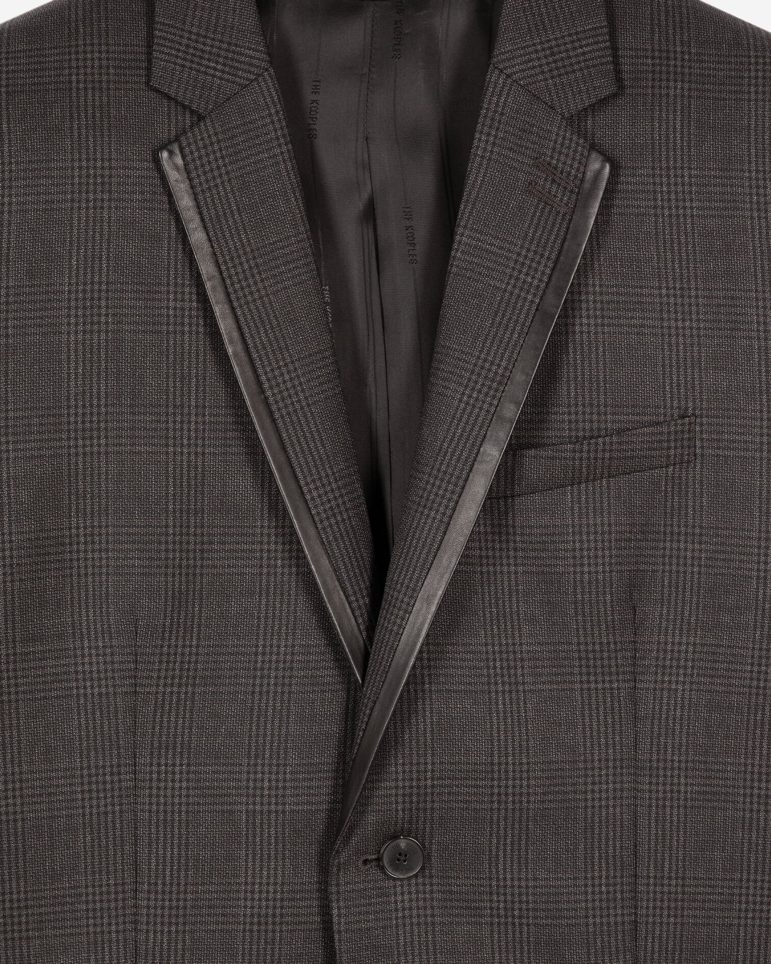 Prince of Wales grey wool suit jacket, DARK GREY, hi-res image number null